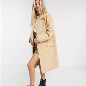 Gianni Feraud Camel Oversized Slouchy Overcoat With Wide Lapels